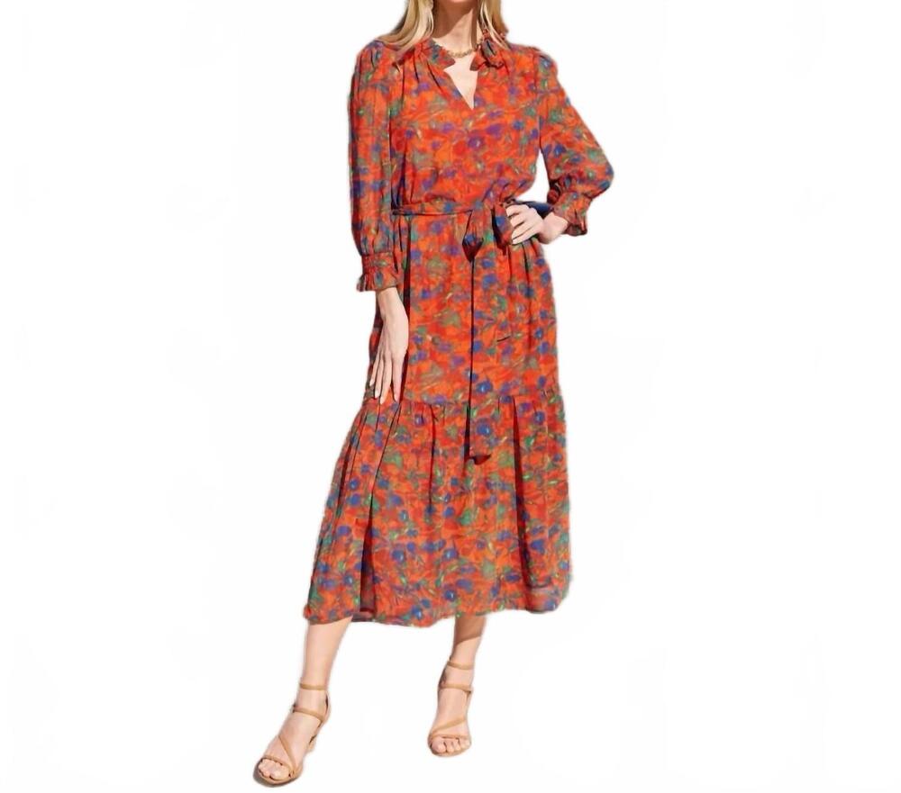 NEW JOY JOY odessa split-neck maxi dress in terracotta